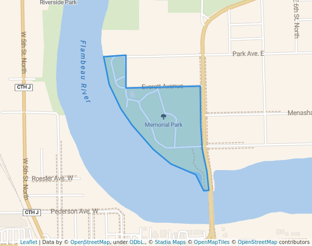 walking in Memorial Park map in Ladysmith