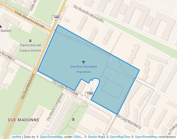 walking in Giardino Giuseppe Impastato map in Bologna