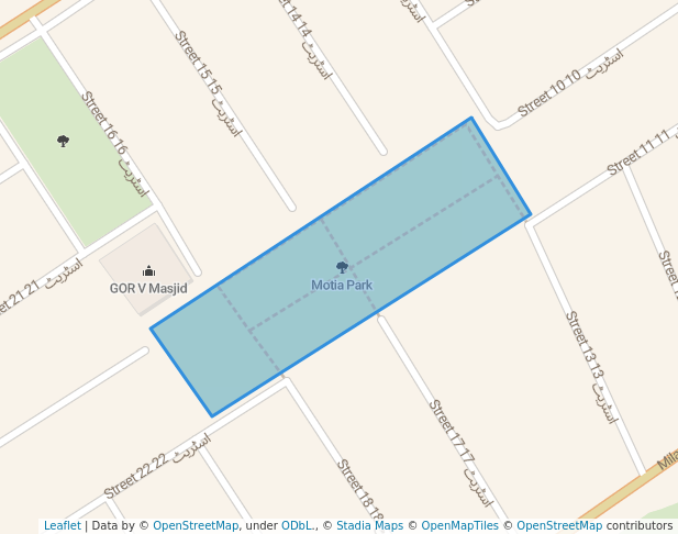 walking in Motia Park map in Lahore