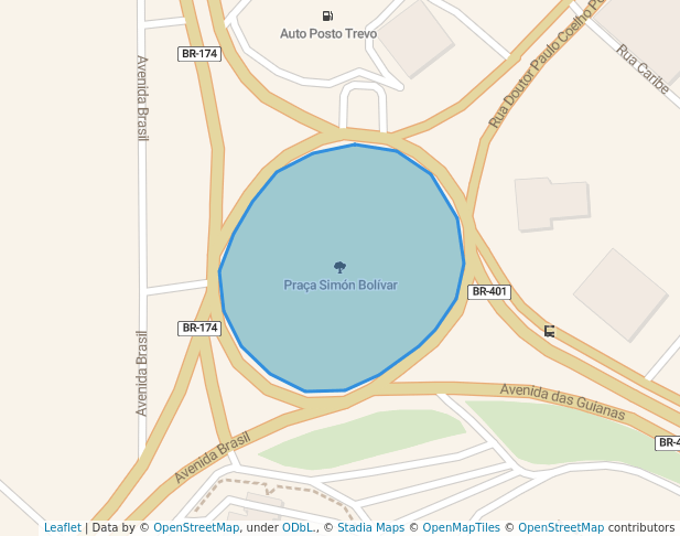 walking in Praça Simón Bolívar map in Boa Vista