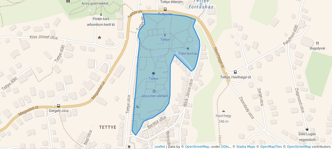 walking in Tettye map in Pécs