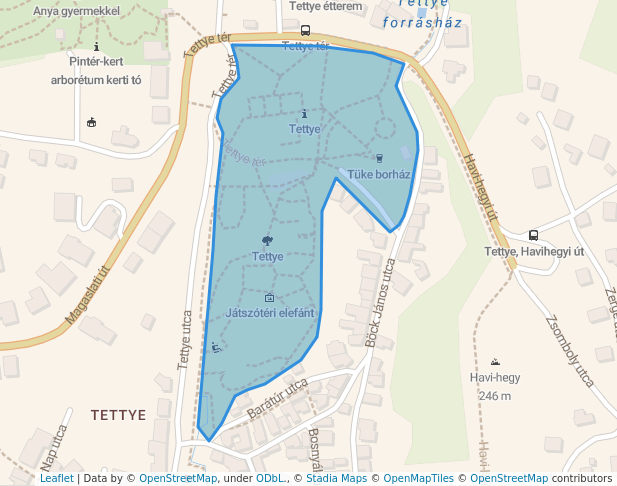 walking in Tettye map in Pécs