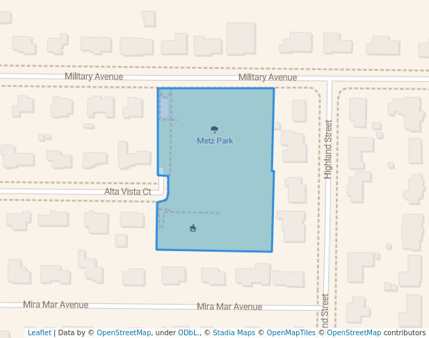 walking in Metz Park map in Seaside