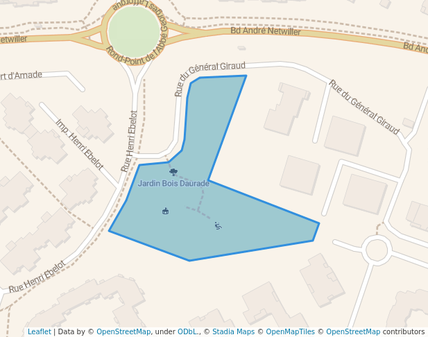 walking in Jardin Bois Daurade map in Toulouse