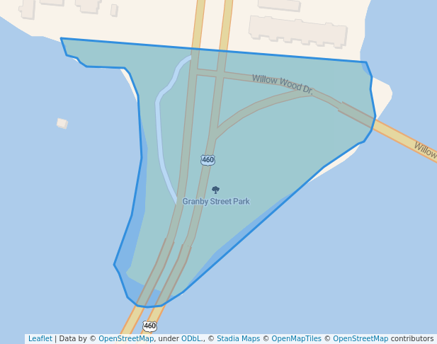 walking in Granby Street Park map in Norfolk