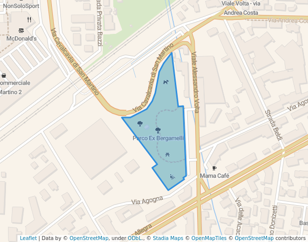 walking in Parco Ex Bergamelli map in Novara