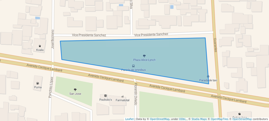 walking in Plaza Alice Lynch map in Lambaré