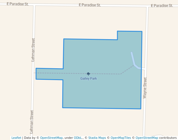 walking in Gailey Park map in Orrville