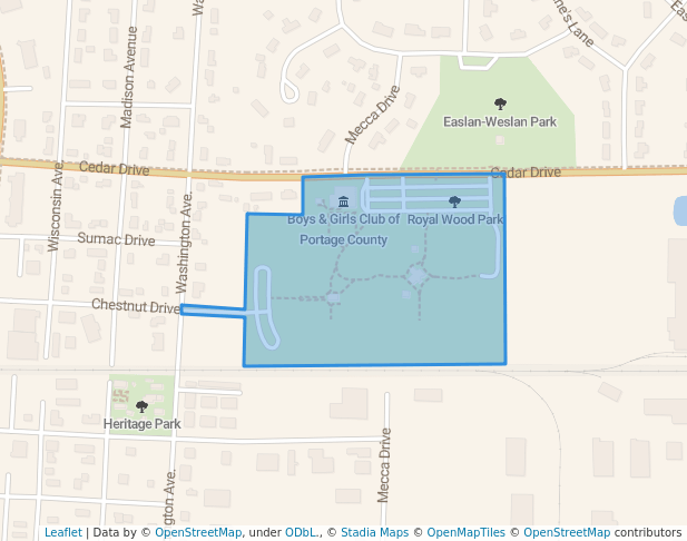 walking in Woyak Park map in Plover