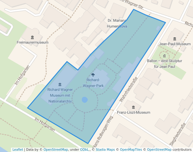 walking in Richard-Wagner-Park map in Bayreuth