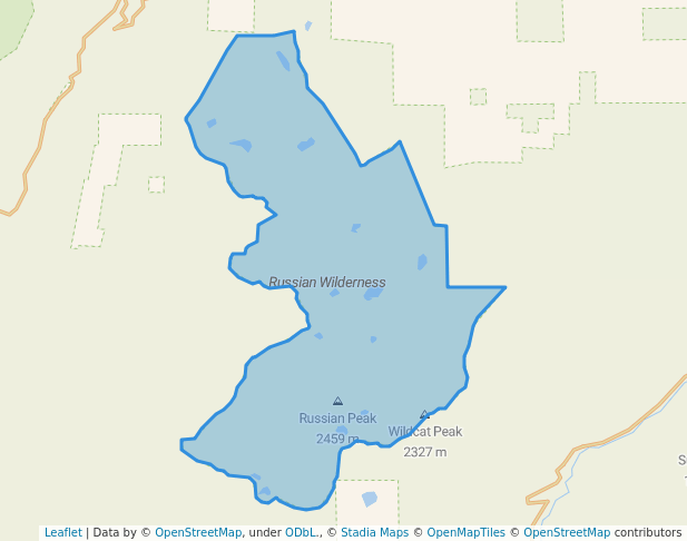 walking in Russian Wilderness map in Sawyers Bar