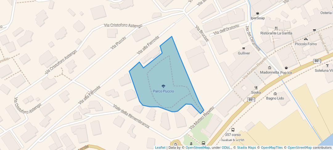 walking in Parco Puccio map in Albissola Marina