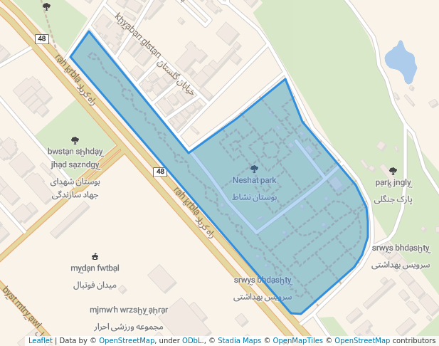 walking in Neshat park map in Sarpol-e Zahab