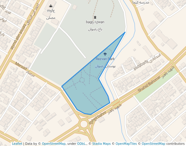 walking in Rezvan Park map in Sarpol-e Zahab