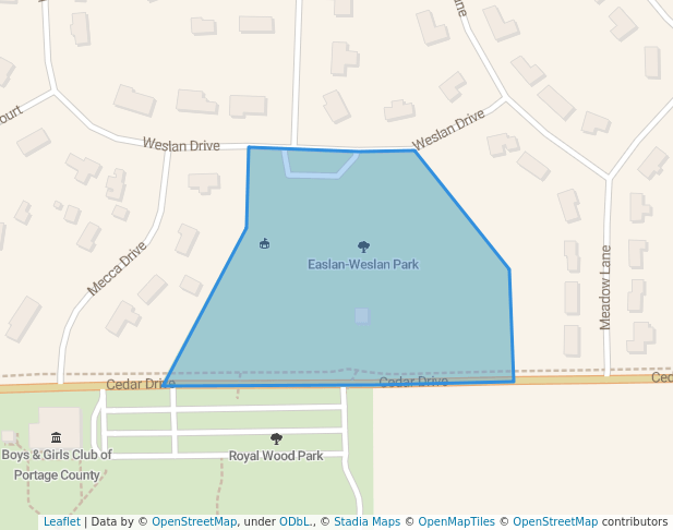 walking in Easlan-Weslan Park map in Plover