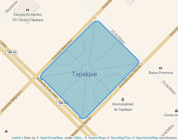 Plaza principal in Tapalqué | Map and Routes