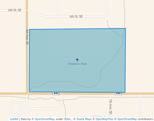 walking in Children's Park map in Sioux Center