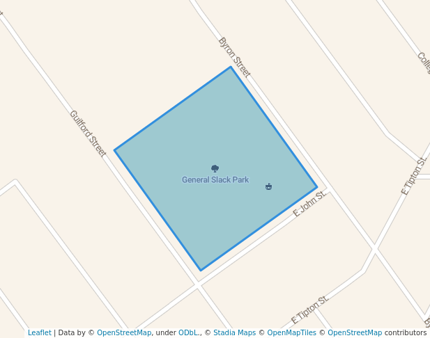walking in General Slack Park map in Huntington