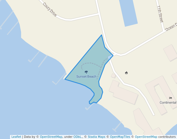 walking in Sunset Beach map in Key Colony Beach