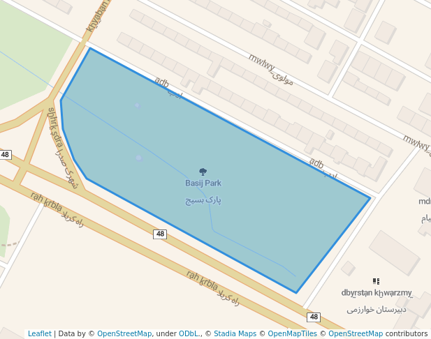 walking in Basij Park map in Sarpol-e Zahab