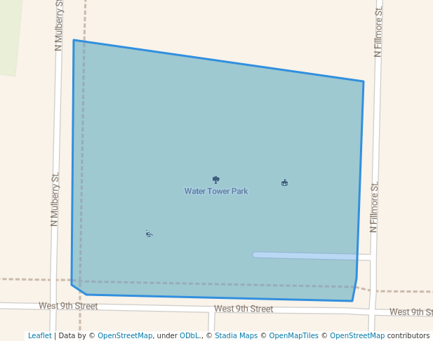 walking in Water Tower Park map in Maryville