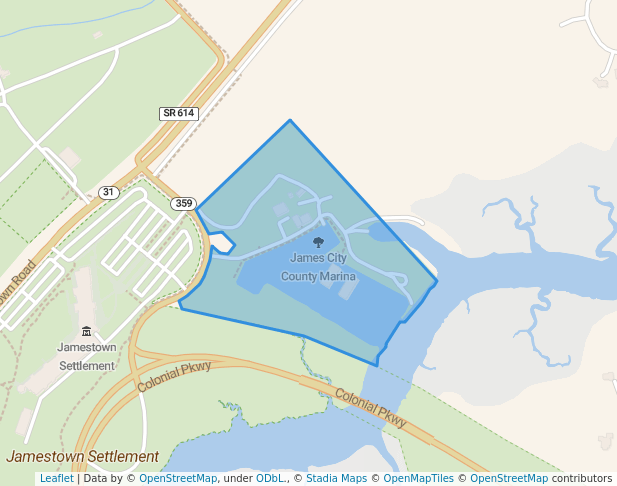 walking in James City County Marina map in Williamsburg