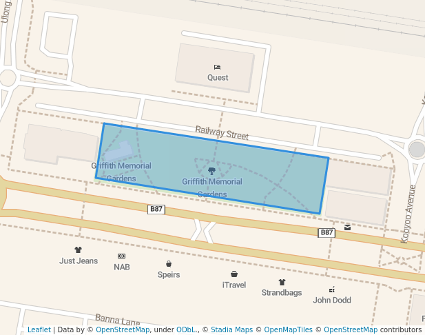 walking in Griffith Memorial Park map in Griffith