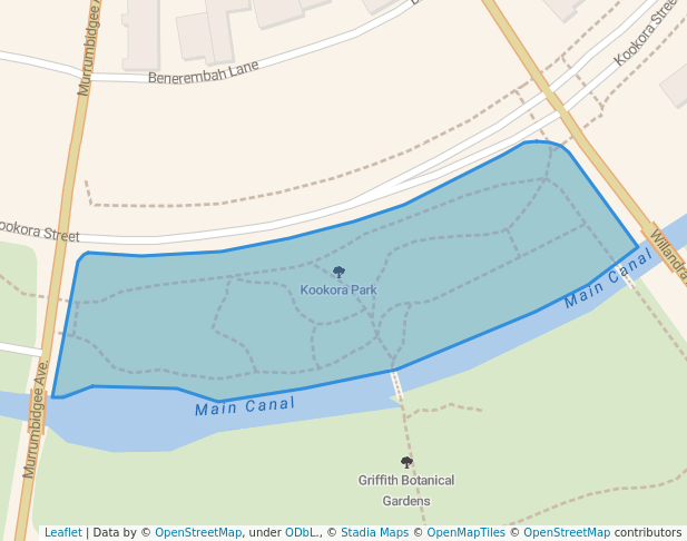 walking in Kookora Park map in Griffith