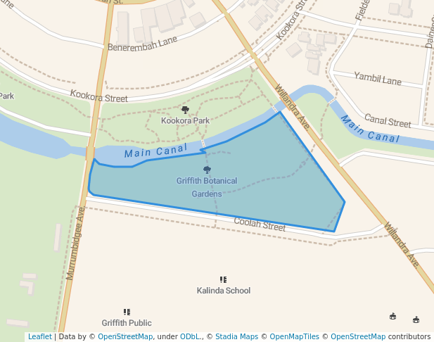 walking in Griffith Botanical Gardens map in Griffith