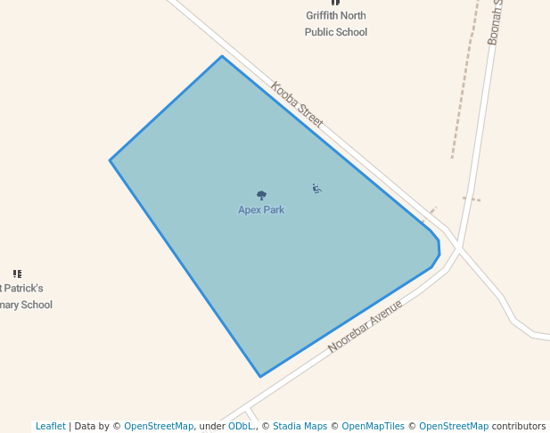 walking in Apex Park map in Griffith