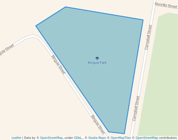 walking in Binguie Park map in Griffith