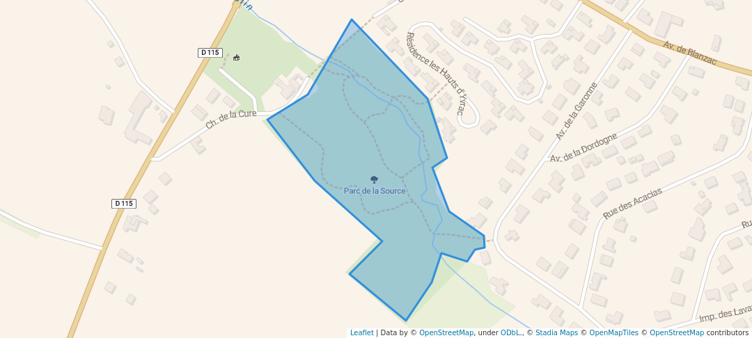 walking in Parc de la Source map in Yvrac