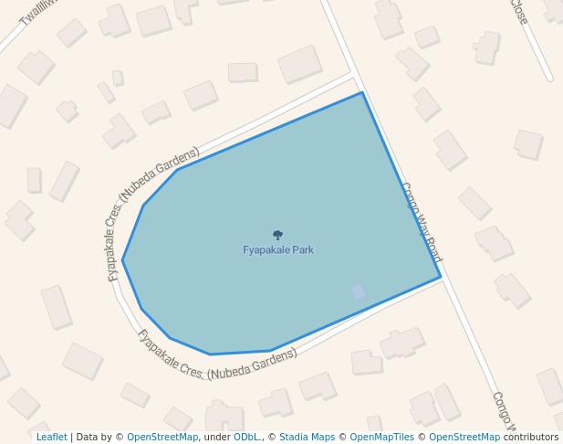 walking in Fyapakale Park map in Kitwe