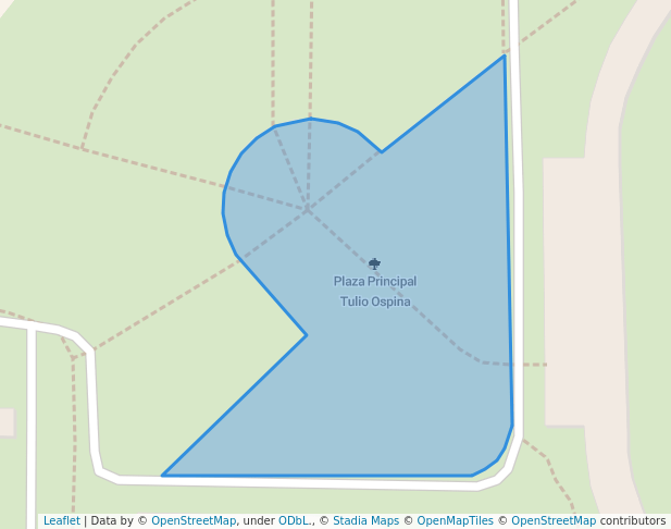 walking in Plaza Principal Tulio Ospina map in Bello