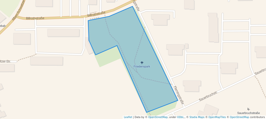 walking in Friedenspark map in Wels