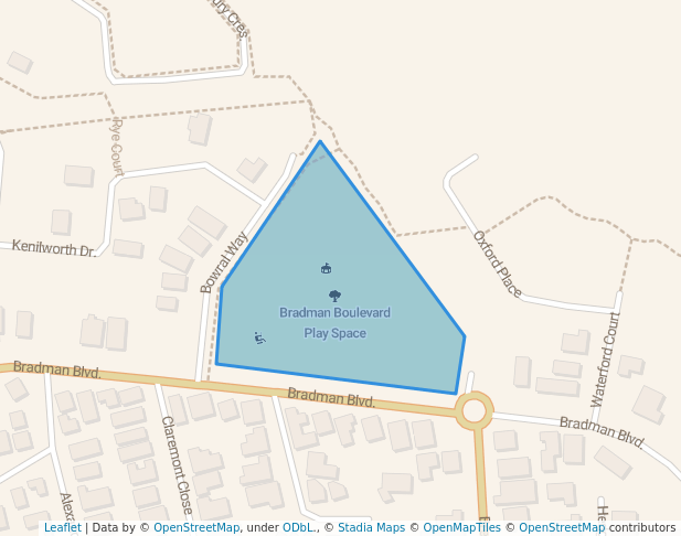 walking in Bradman Boulevard Play Space map in Traralgon