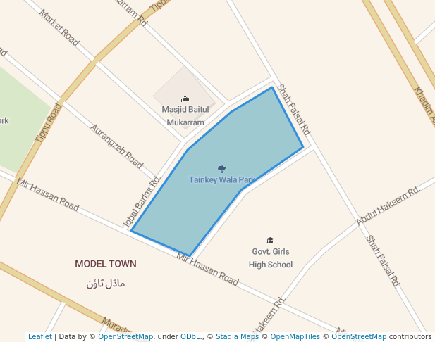 walking in Tainkey Wala Park map in Sialkot