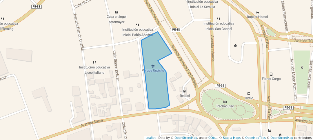 walking in Parque Urpicha map in Cusco