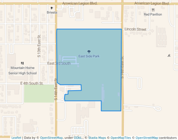 walking in East Side Park map in Mountain Home