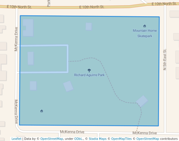 walking in Richard Aguirre Park map in Mountain Home