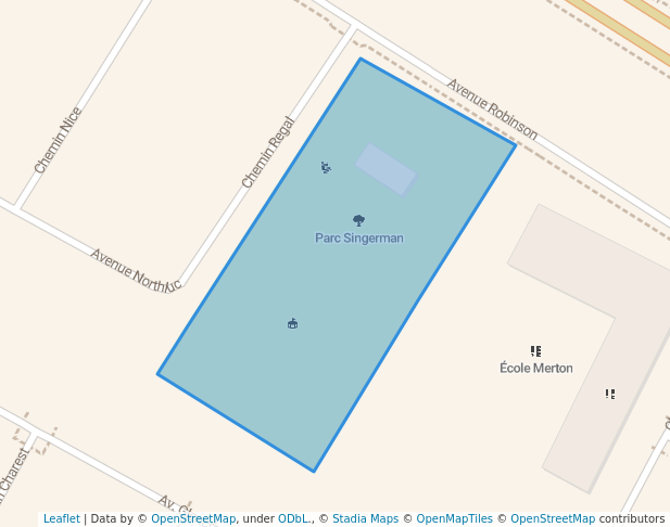 walking in Parc Singerman map in Côte Saint-Luc