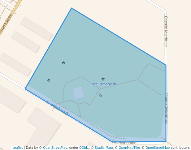 walking in Parc Rembrandt map in Côte Saint-Luc