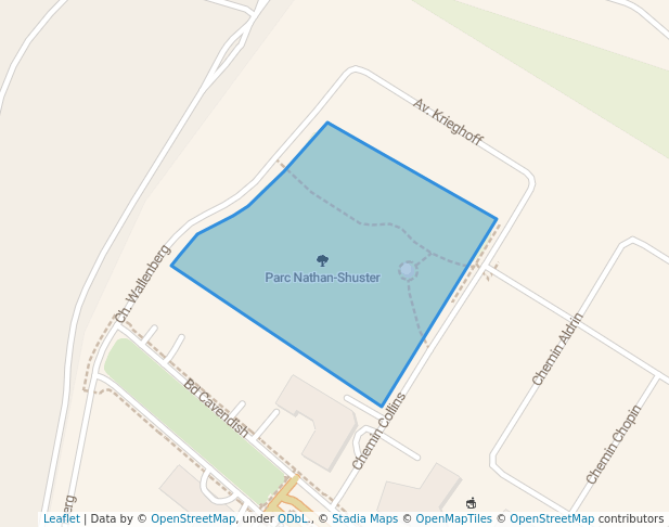 walking in Parc Nathan-Shuster map in Côte Saint-Luc