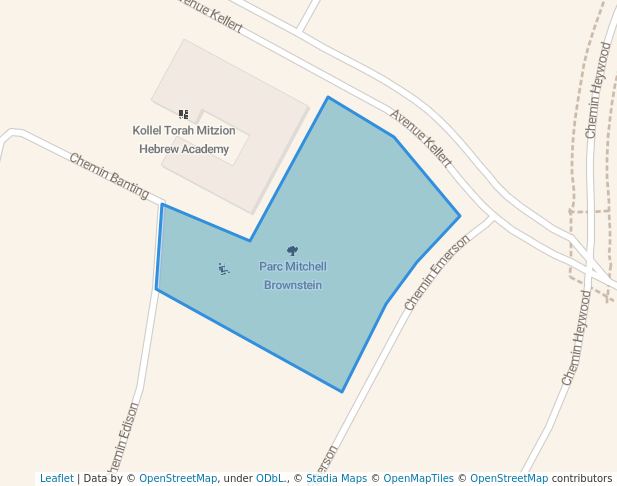 walking in Parc Mitchell Brownstein map in Côte Saint-Luc