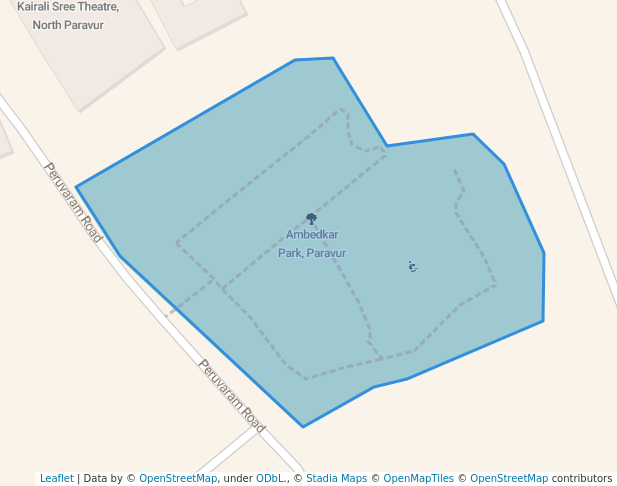 walking in Ambedkar Park, Paravur map in North Paravur