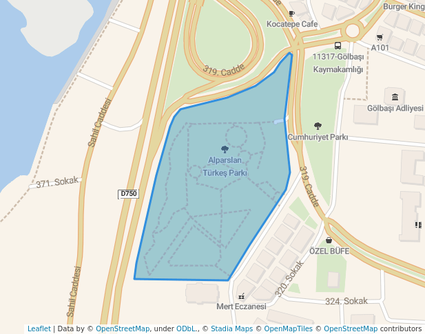 walking in Alparslan Türkeş Parkı map in Gölbaşı