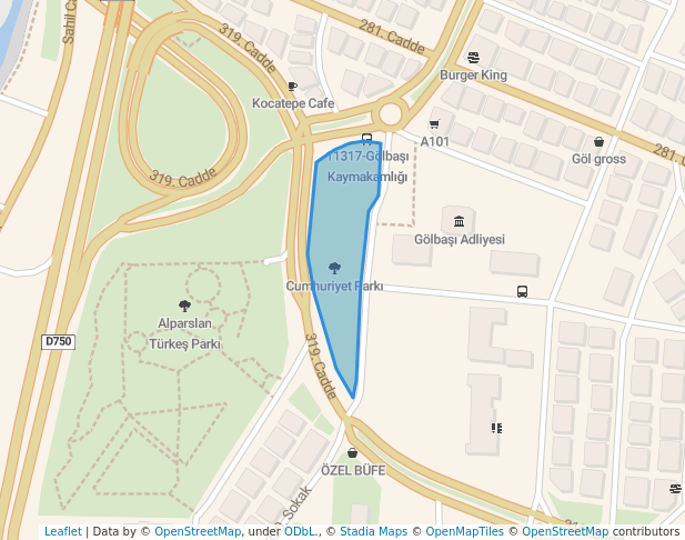 walking in Cumhuriyet Parkı map in Gölbaşı