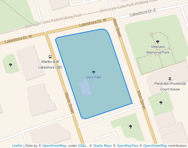 walking in Gyro Park map in Penticton