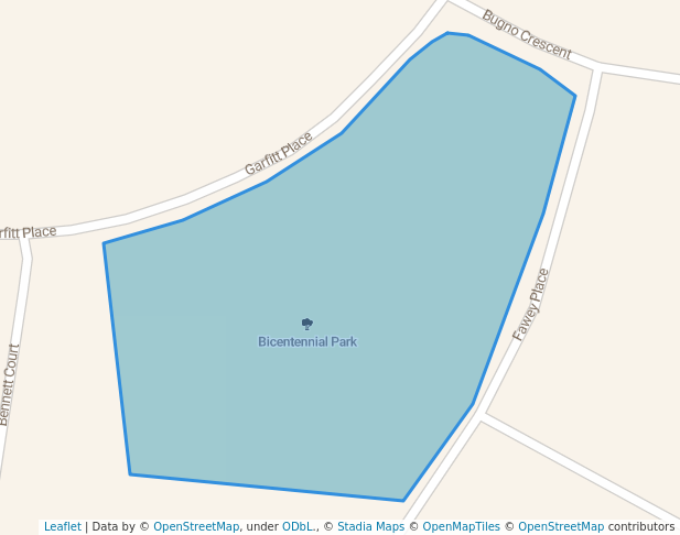 walking in Bicentennial Park map in Griffith