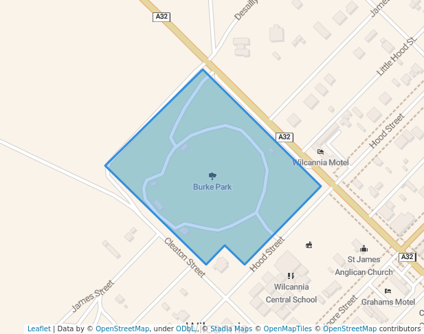 walking in Burke Park map in Wilcannia
